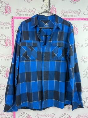 MCKINLEY DRY CLIMATE eco Blue Plaid Button-Down Shirt with Chest Pockets